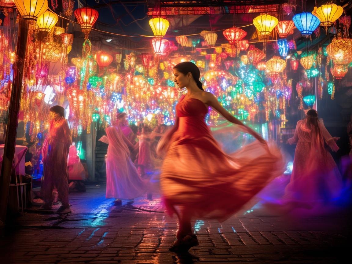 夜市灯光秀，如何通过舞蹈编织光影的梦幻篇章？