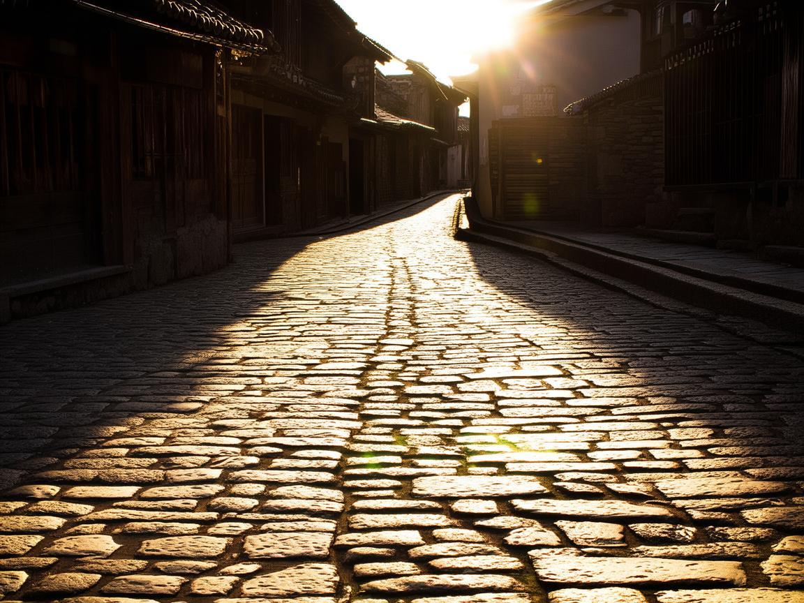 古镇街石板路上的舞影蹁跹