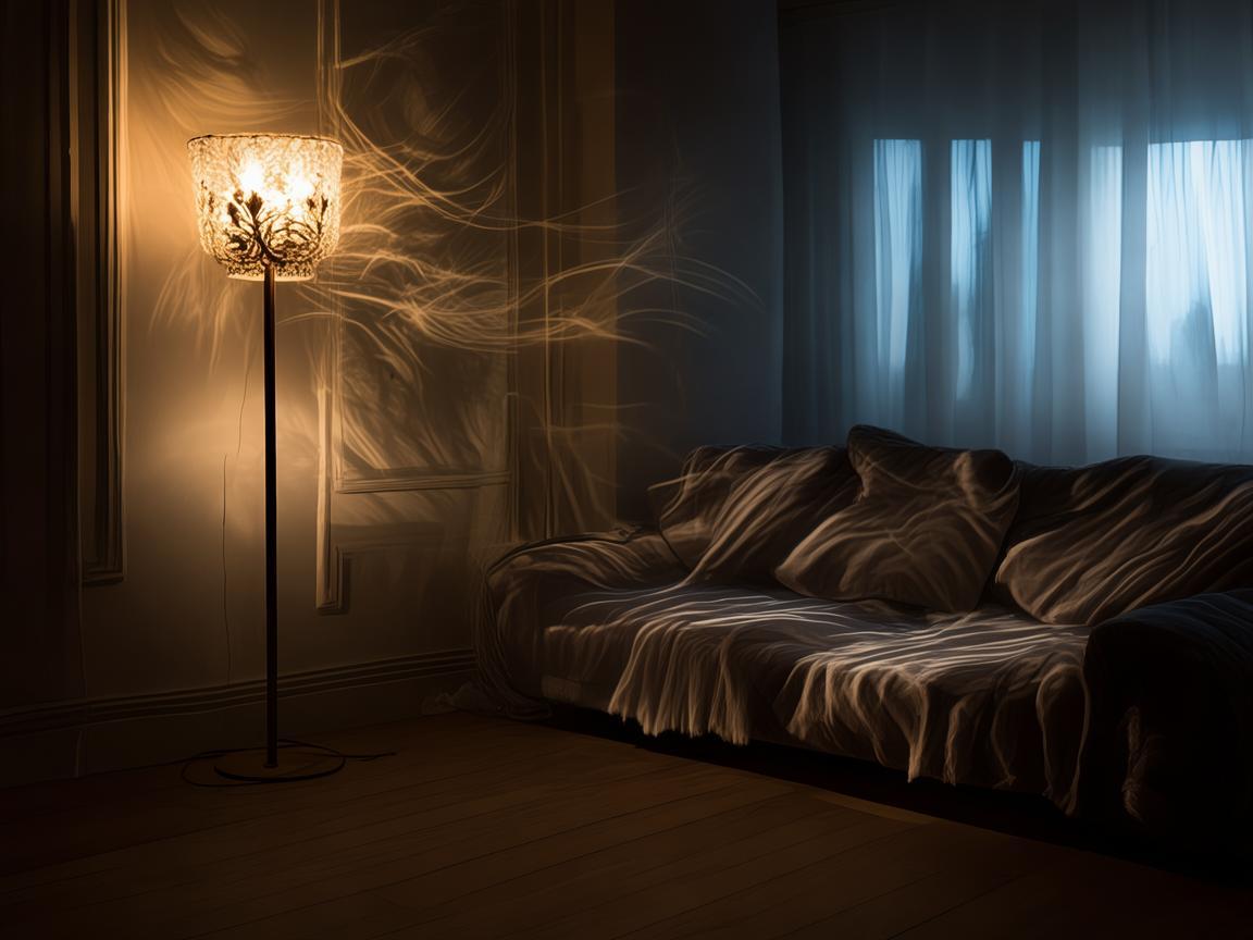 客厅落地灯，舞影交织的灵动之光